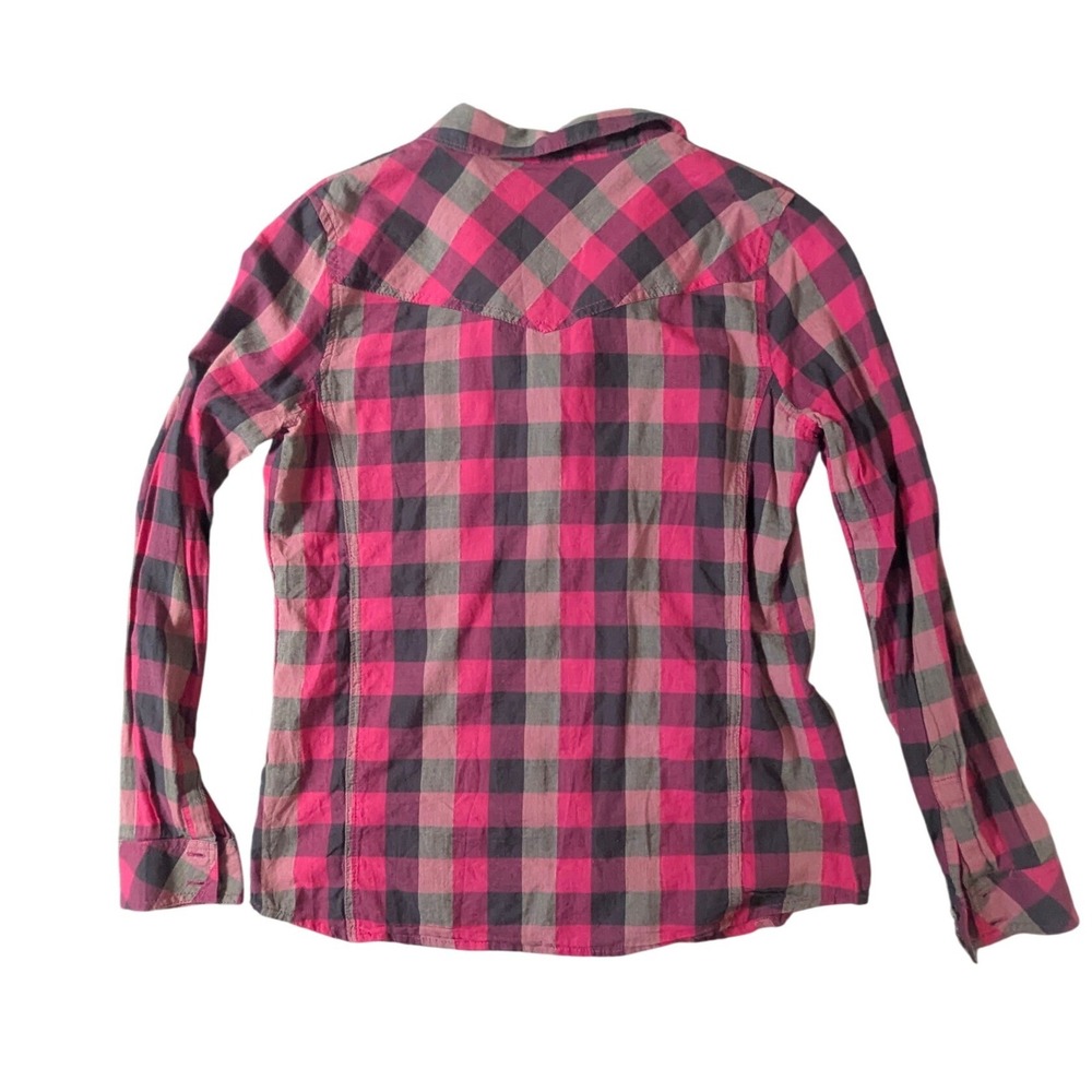 G.H. Bass & Co Women Pink Grey Buffalo Plaid Western Button Down Shirt Small - Picture 5 of 10